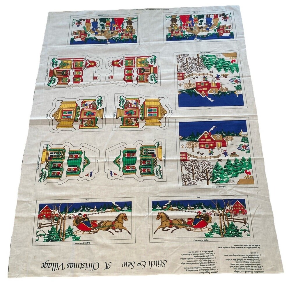 Wamsutta Hallmark Stitch And Sew Christmas Village Fabric Panel Sewing Craft DIY